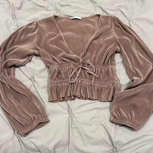 Zara tan and shimmery top! Size small